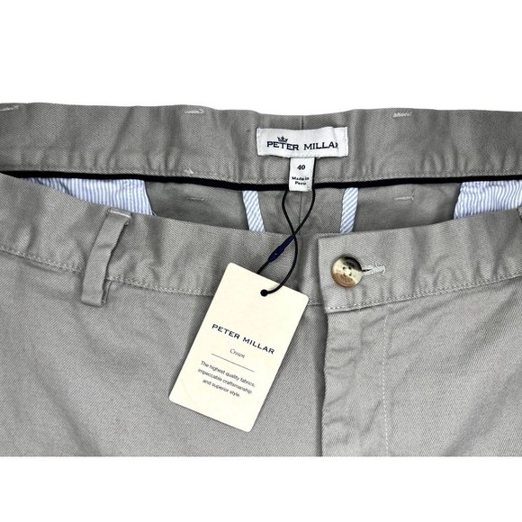 Peter Millar Crown Men's Various Size Stone Gray Twill Pima Cotton Chino Pants - Picture 6 of 11